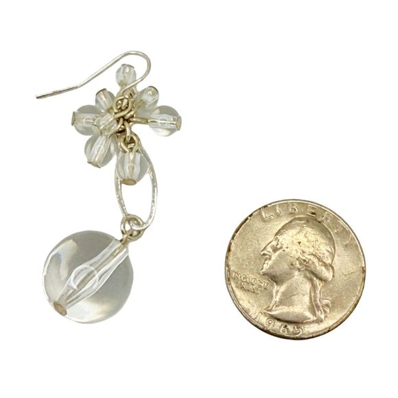 VTG Glass Beaded Dangle Earrings 2" Chandelier Silver-Tone Elegant Statement - Picture 9 of 10